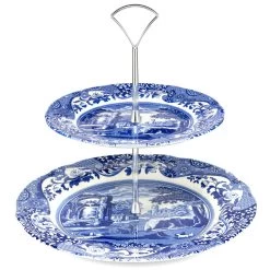 Spode Présentoir à Gâteaux à Deux étages Blue Italian